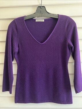 Harris Woolrich V-Neck Sweater in Deep Purple